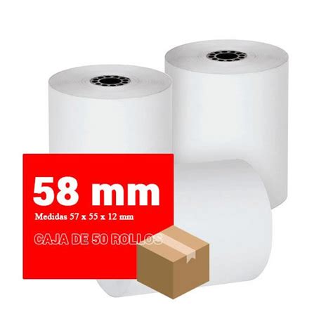 50 Rollos Papel Térmico 58 mm