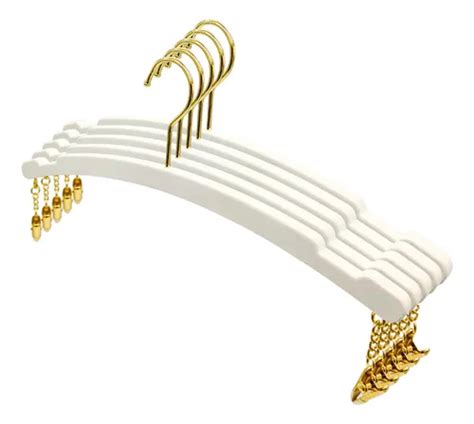 Kit Cabide Lingerie Pl Stico Gancho E Presilha Dourado Cor Branco Mercadolivre