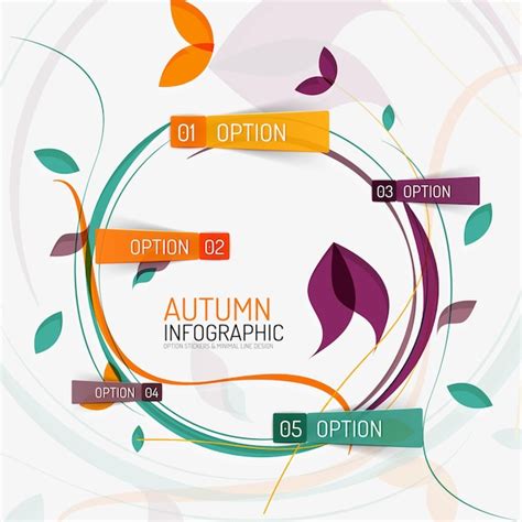 Relatório de infográfico de outono de redemoinho floral mínimo Vetor