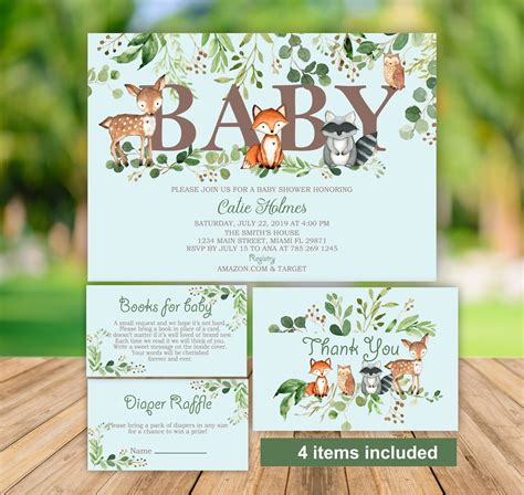 Woodland Animals Baby Shower Invitation Boy Baby Shower - Etsy