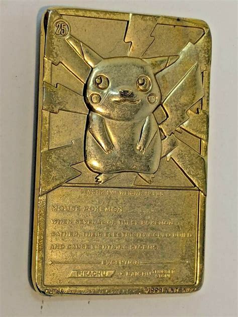 Mavin Pikachu 1999 Nintendo Pokemon 23k Gold Plated Trading Card