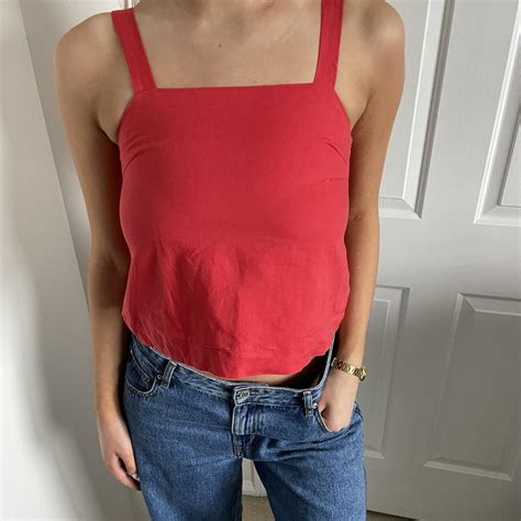 Red Nude Lucy Crop Tank Size Extra Small Zip On Depop