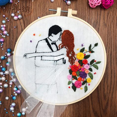 Wedding European Beginner Embroidery Kit Dream Wedding Etsy