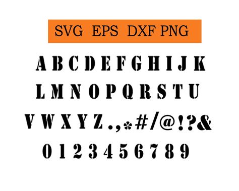 Stencil Font Svg Eps Dxf  Files Digital Letters Svg Etsy Uk