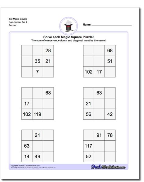 Magic Square Puzzle 3x3 Non-Normal Set 2! Magic Square Puzzle 3x3 Non ...