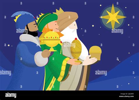 Celebration Of Epiphany Vector Illusration The Three Wise Men Or The