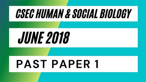 CSEC Human Social Biology June 2018 Paper 1 YouTube