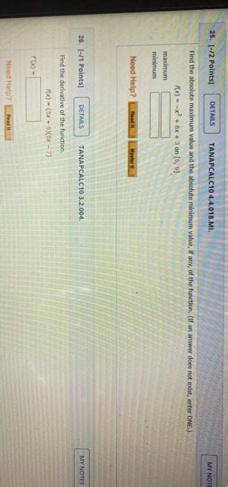Solved Points Details Tanapcalc My Notes Chegg