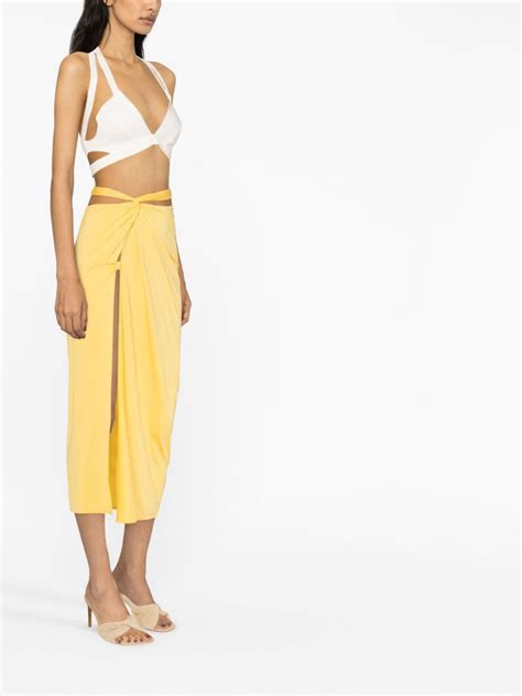 Jacquemus Espelho Cut Out Midi Skirt Yellow Farfetch