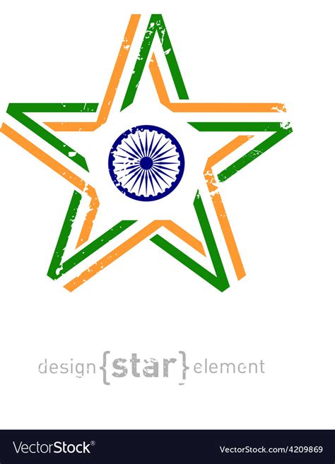 Star with india flag colors symbols and grunge Vector Image