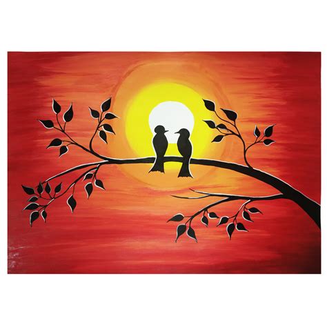 Love Birds in the sunlight with Nature Handmade Painting | Buy Wall Decor