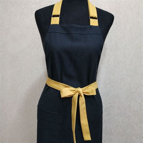 Фартук женский прямой черный в интернет-магазине Ярмарка Мастеров по ...