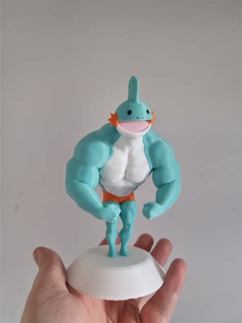 Ultra Swole Mudkip Painted 3D Printed Pokemon Statue Figure Model 6