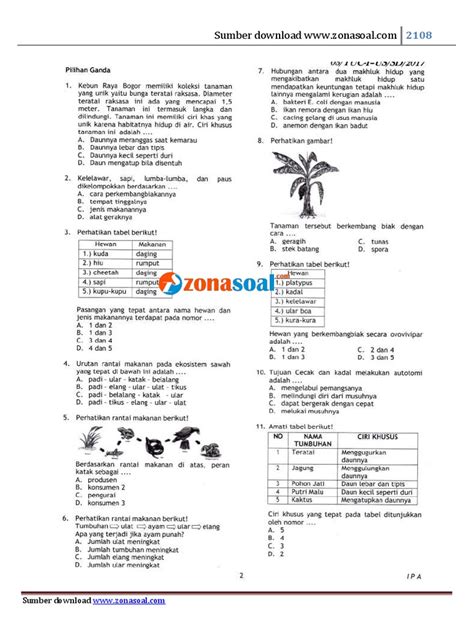 Soal Tuc 1 Ipa Kelas 6 Pdf Pdf