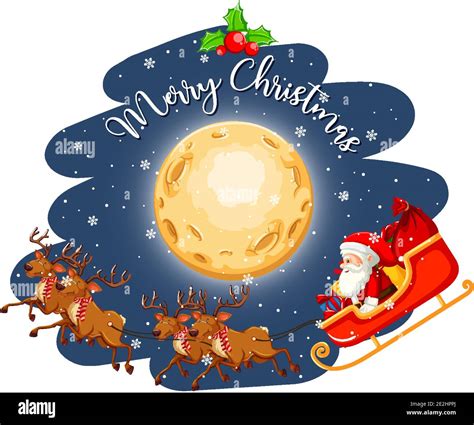 Santa Claus on the sleigh in the sky at night illustration Stock Vector ...