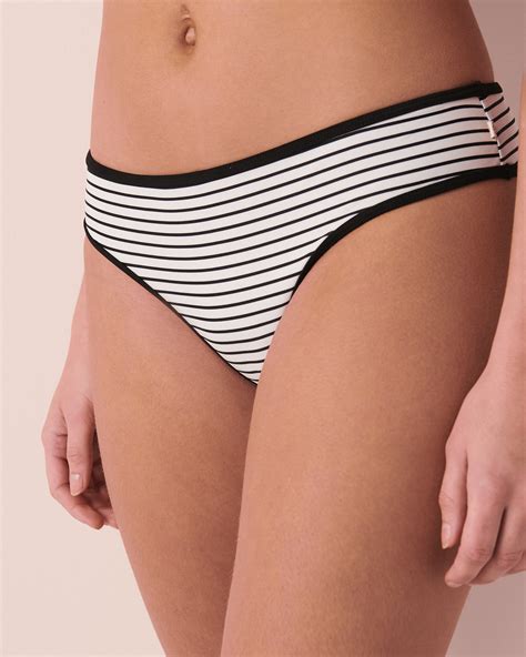 Black White Streaks Cheeky Bikini Bottom Stripes La Vie En Rose