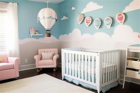 Premium Photo Whimsical Hot Air Balloon Nursery Adventure Awaits Babys Room