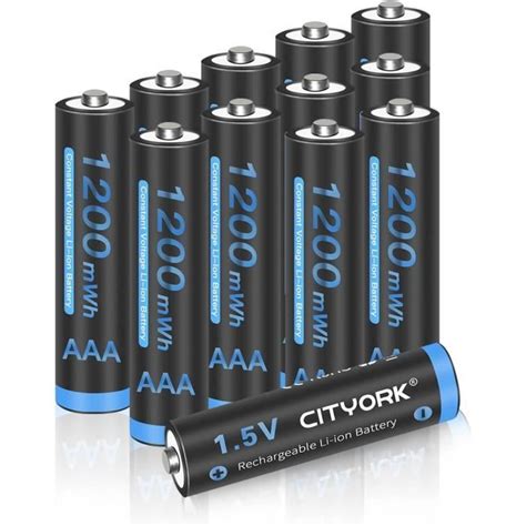 Lot De 12 Piles Aaa Rechargeables 1 5 V 1200 Mwh Au Lithium Aaa 1200