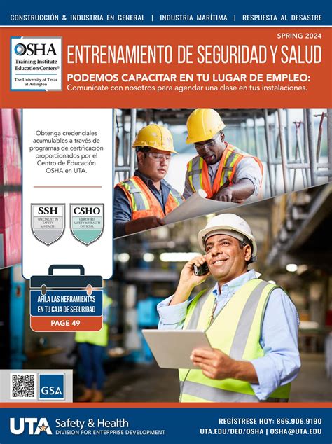 UTA OSHA Ed Center - 2024 Spring Safety and Health Catalog (Spanish