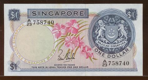 Singapore 1 Dollar Note Orchid Series World Banknotes And Coins Pictures Old Money Foreign