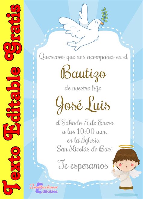 Invitación De Bautizo Niño 01 Gratis Invitaciones Editables 2025