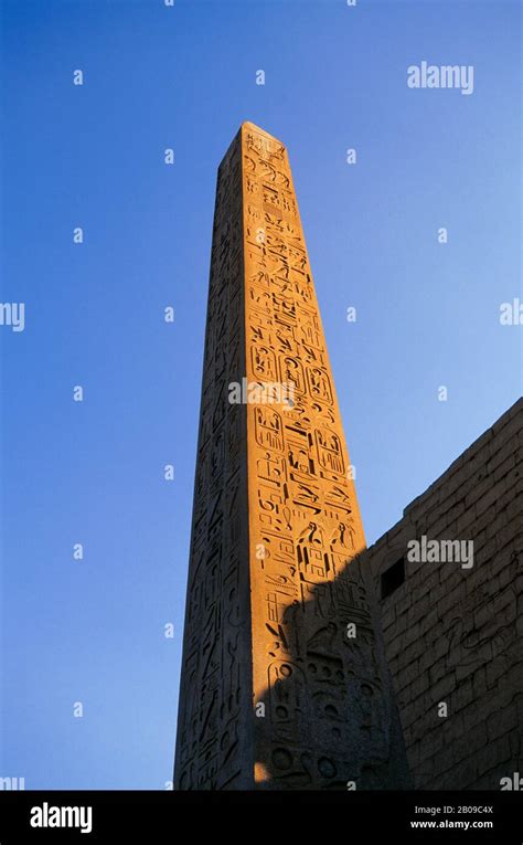 EGYPT NILE RIVER LUXOR TEMPLE OF LUXOR OBELISK AT ENTRANCE Stock