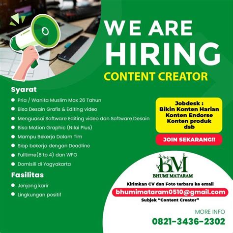 Lowongan Kerja Content Creator Di Bhumi Mataram LokerJogja ID