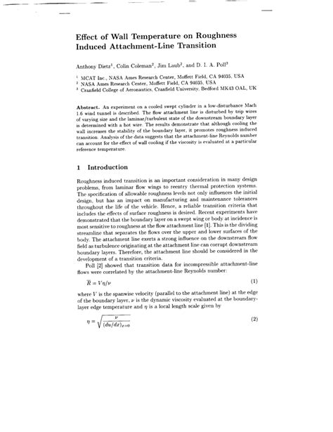 PDF Effect Of Wall Temperature On Roughness Induced Attachment Line