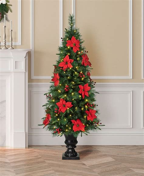 Glitzhome 5 Pre Lit Pine Artificial Christmas Porch Tree With 150 Warm