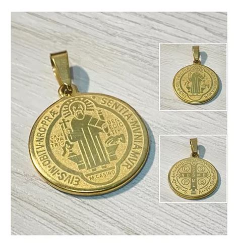 Medalla San Benito Oro Laminado K Dije Grande Espectacular Cuotas