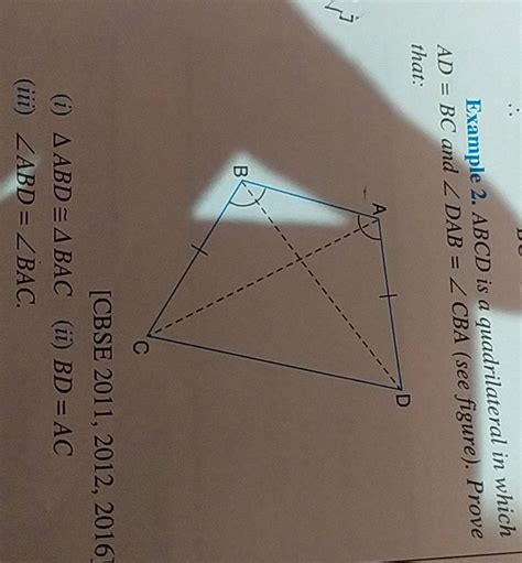 Example 2 ABCD Is A Quadrilateral In Which AD BC And DAB CBA See Figu