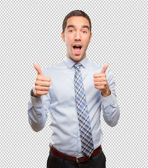 Premium Psd Satisfied Young Businessman Doing An Approval Gesture