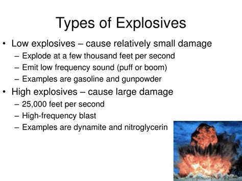 Types Of Explosives List