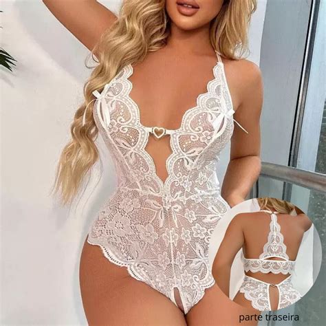 Lingerie Sexy Rendada Body Cora O Biju E Abertura Shopee Brasil