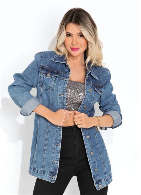 Sawary Jeans Jaqueta Jeans Bolsos Sawary Alongada