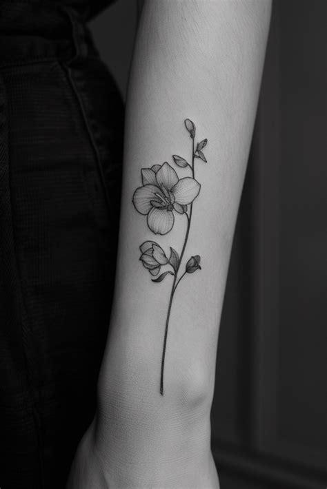 Stunning Fine Line Orchid Tattoo Ideas for Floral Elegance