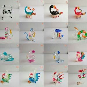 Color Blown Glass Animals Sculpture Miniature Figurines Statue Handmade ...