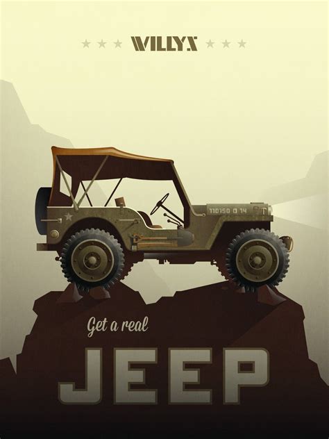 Vintage Willys Jeep Get A Real Jeep Promotion Poster Print Ebay