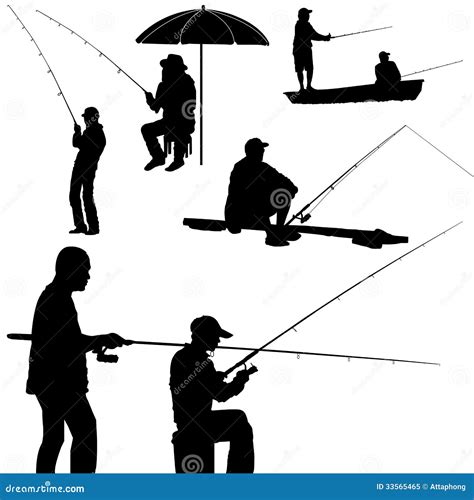 Fishing Man Silhouette Vector Stock Vector Image