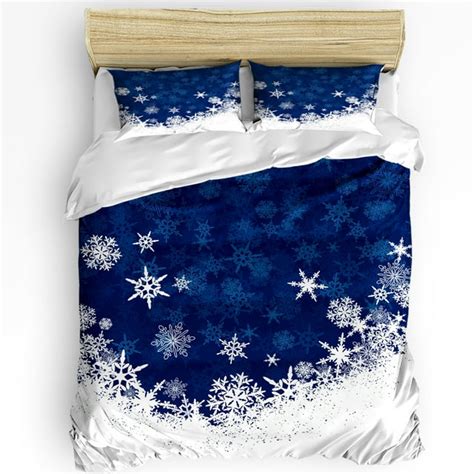 Snowflake Geometric Blue Bedding Set Boys Duvet Cover Pillowcase Kids