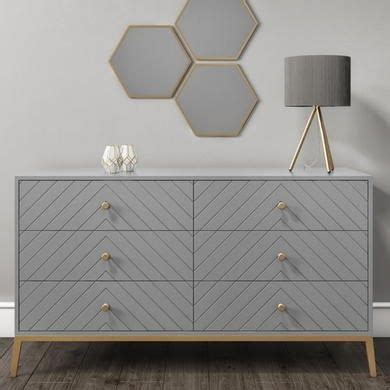 Ezra Chevron Wide Drawer Chest Of Drawers In Pale Grey Furniture