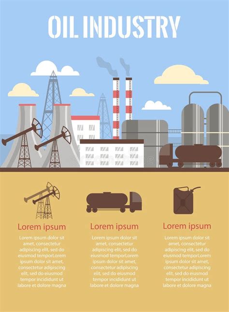 Oil Industry And Fuel Production Banner Or Poster Flat Vector