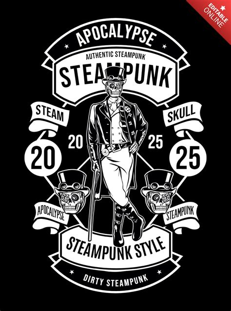 Plantilla de diseño de camiseta estilo steampunk Apocalypse Modelo de