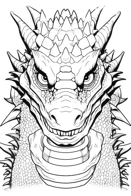 Premium AI Image | a drawing of a dragon head with spikes and a large ...