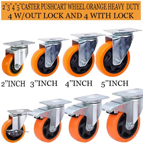 Caster Wheel Color Orange Heavy Duty Size Fixed Swivel And