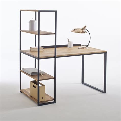 Image Hiba Solid Oak And Metal Desk Shelving Unit La Redoute Interieurs