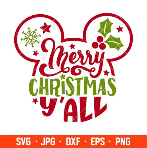 Merry Christmas Y All Mickey Svg Christmas Svg Disney Christmas Svg