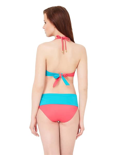 Buy Amante Turquoise Pink Twisted Bandeau Bikini Top S Online