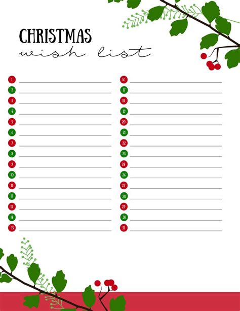 Pin on Christmas | Christmas list template, Christmas wish list ...