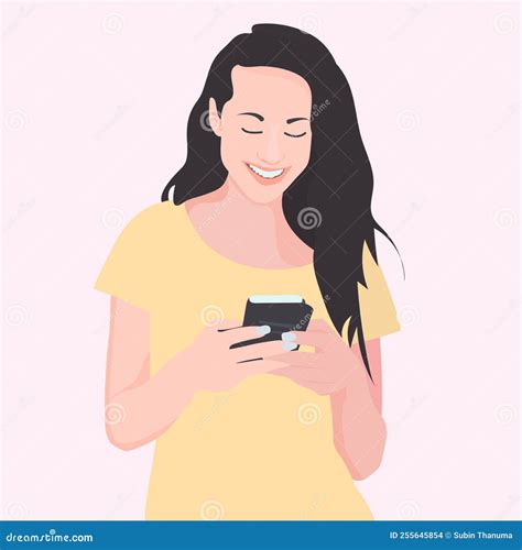 World Online Communication Concept, Female Characters are Happily Using